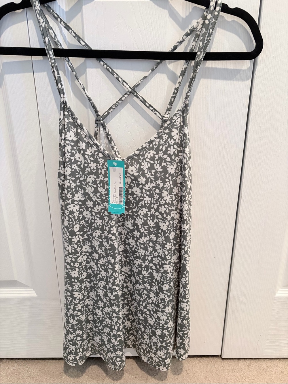 Papermoon Green and White Floral Strappy Tank Top